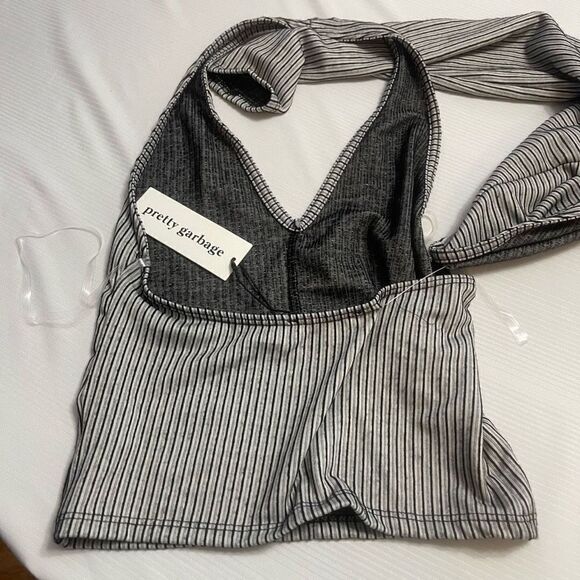 NWT Pretty Garbage Bolero Halter Top Set Grey Black 2Pc Set Size Medium New - Picture 6 of 9